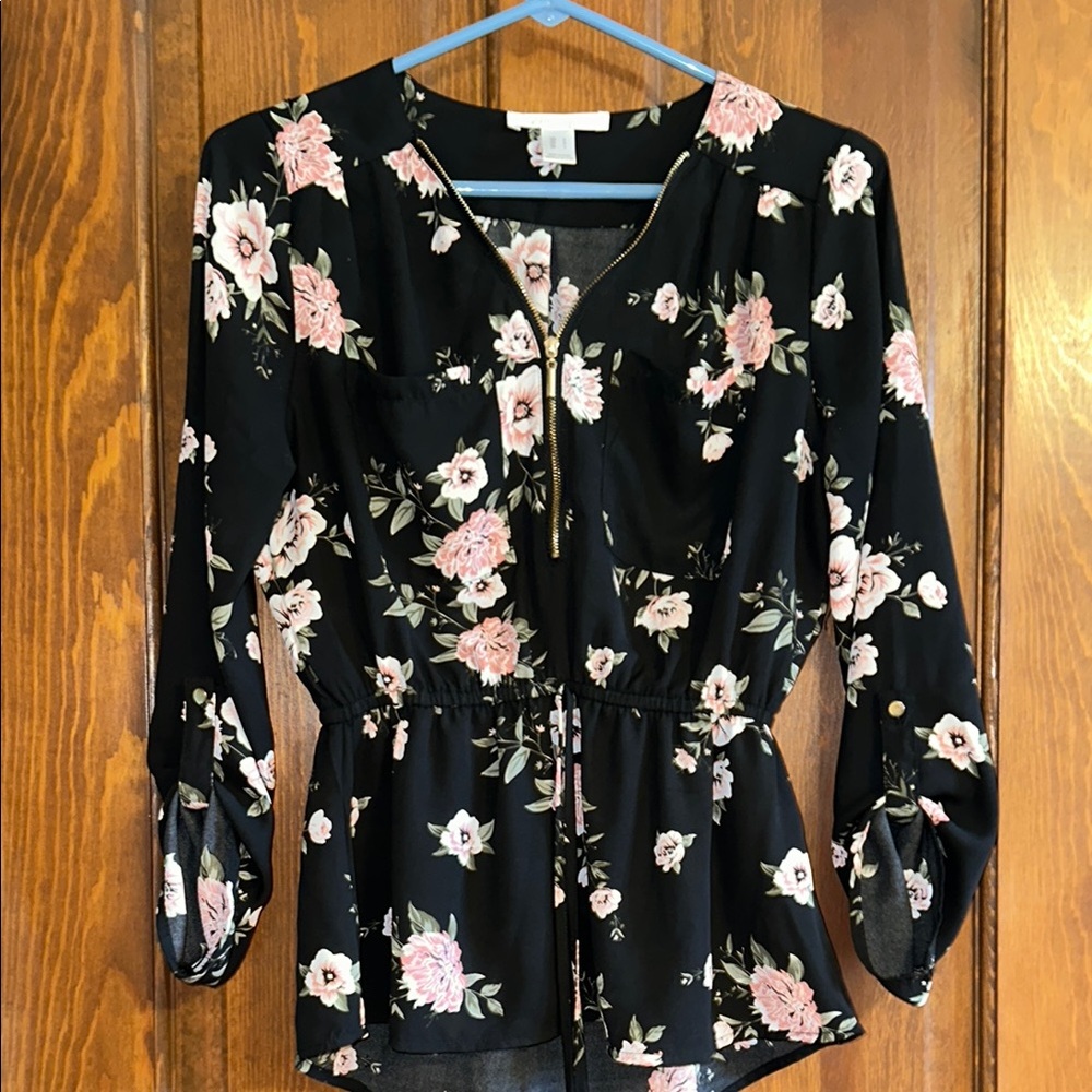 Streetwear Society Pink Flutter Sleeve Blouse with Mandarin Collar